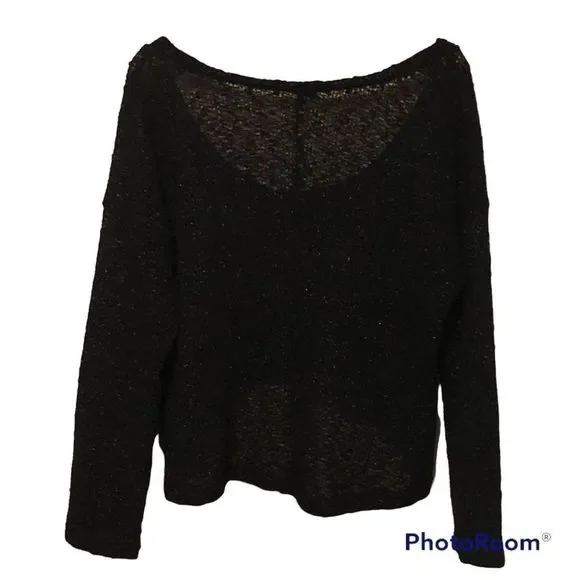 Urban Outfitters Sparkle & Fade Shimmer Knit 3/4 Sleeve Crop Top - Picture 3 of 8